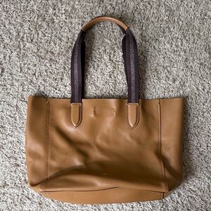 Coach Tan Leather Tote Bag with Brown Handles